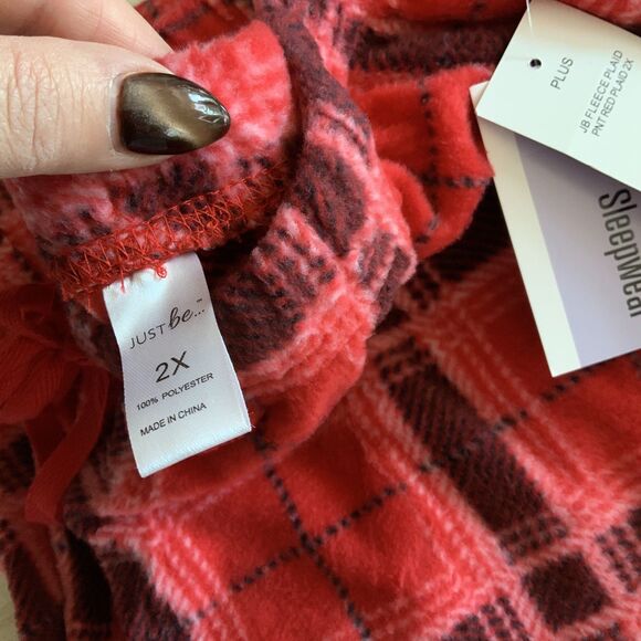 NWT!! Red Plaid Fleece Drawstring Pajama Pants Unisex Size 2X - Picture 8 of 8
